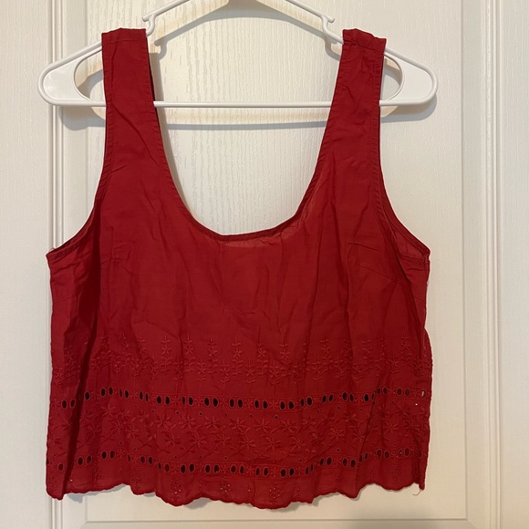 Cropped dark red embroidered blouse. Size M - Picture 4 of 4